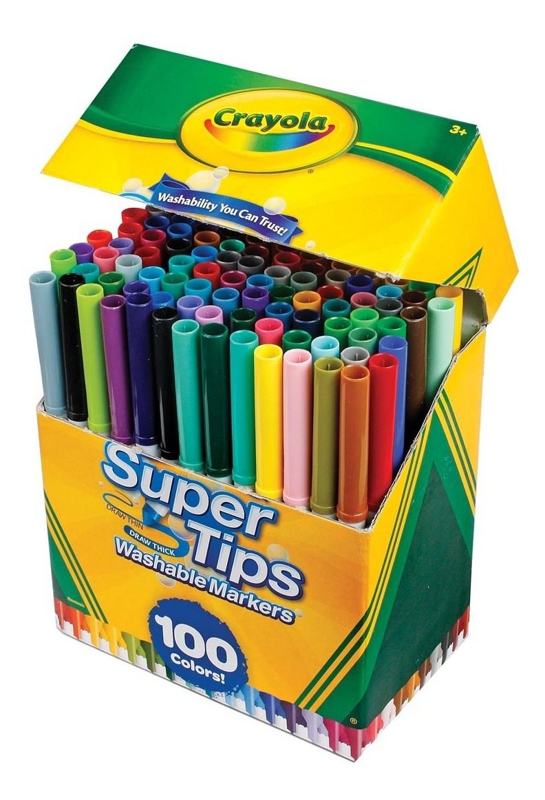 Crayola - 100 rotuladores lavables con super punta, Crayola Actividades